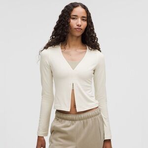 lulu modal fleece open front long sleeve